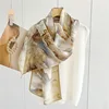 100% Real Silk Scarf Women Print Silk Satin Shawl Wraps Long Pure Silk Ribbon Decoration Hijabs Double-sided Neckerchief Foulard