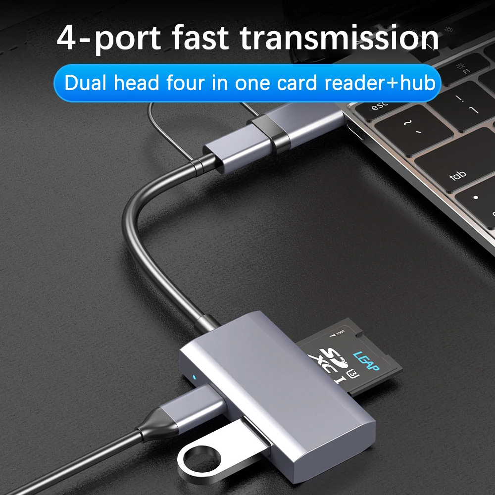 UTHAI TF24 노트북 액세서리 타입-C to USB 3.0 허브 SD TF 컴퓨터 폰 OTG 다기능 고속 카드 리더기