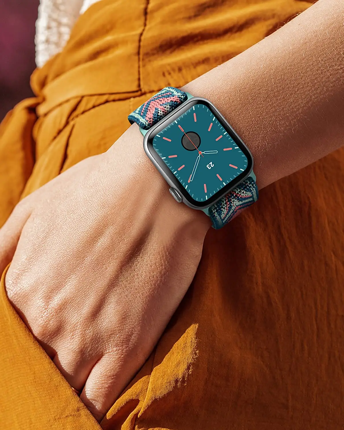 Correa Scrunchie para Apple watch, banda de 40mm, 44mm, 41mm, 45mm, 38mm, 49mm, 45mm, pulsera de nailon elástico para iWatch series 9, 8, se, 7, 6,