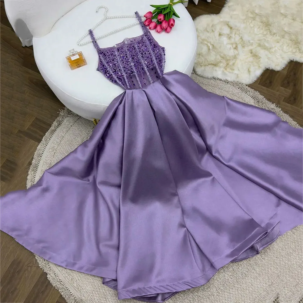 Simple Square Collar Beadings A-Line Pleats Prom Gowns Backless Evening  Dresses | eBay