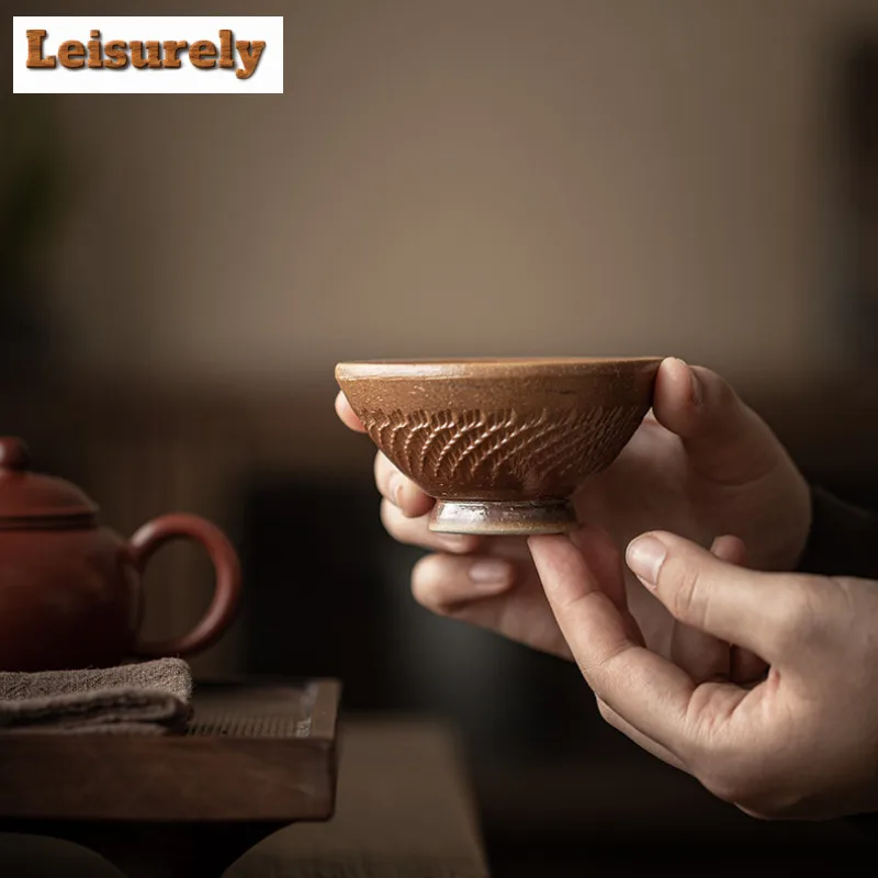 Coarse Pottery Antique Teacup Antique Tea Bowl Water Jug Smelling Cup Jianzhan Master Cups Chinese Tea Set Accessories Supplies