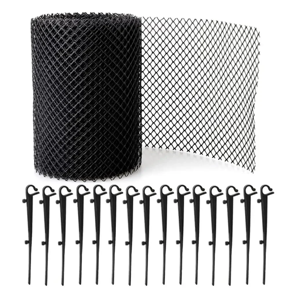 Anti Clogging Mesh Cover with 10 Stakes Balcony Easy Install Gutter Guard Flexible Drain Reduce Overflow Cleaning Tool 15cm&times;6m gutter leaf guard