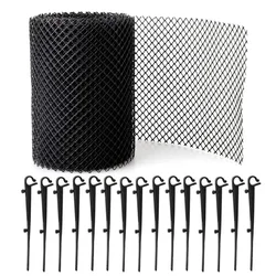 15cm×6m Anti Clogging Mesh Cover with 10 Stakes Balcony Easy Install Gutter Guard Flexible Drain Reduce Overflow Cleaning Tool