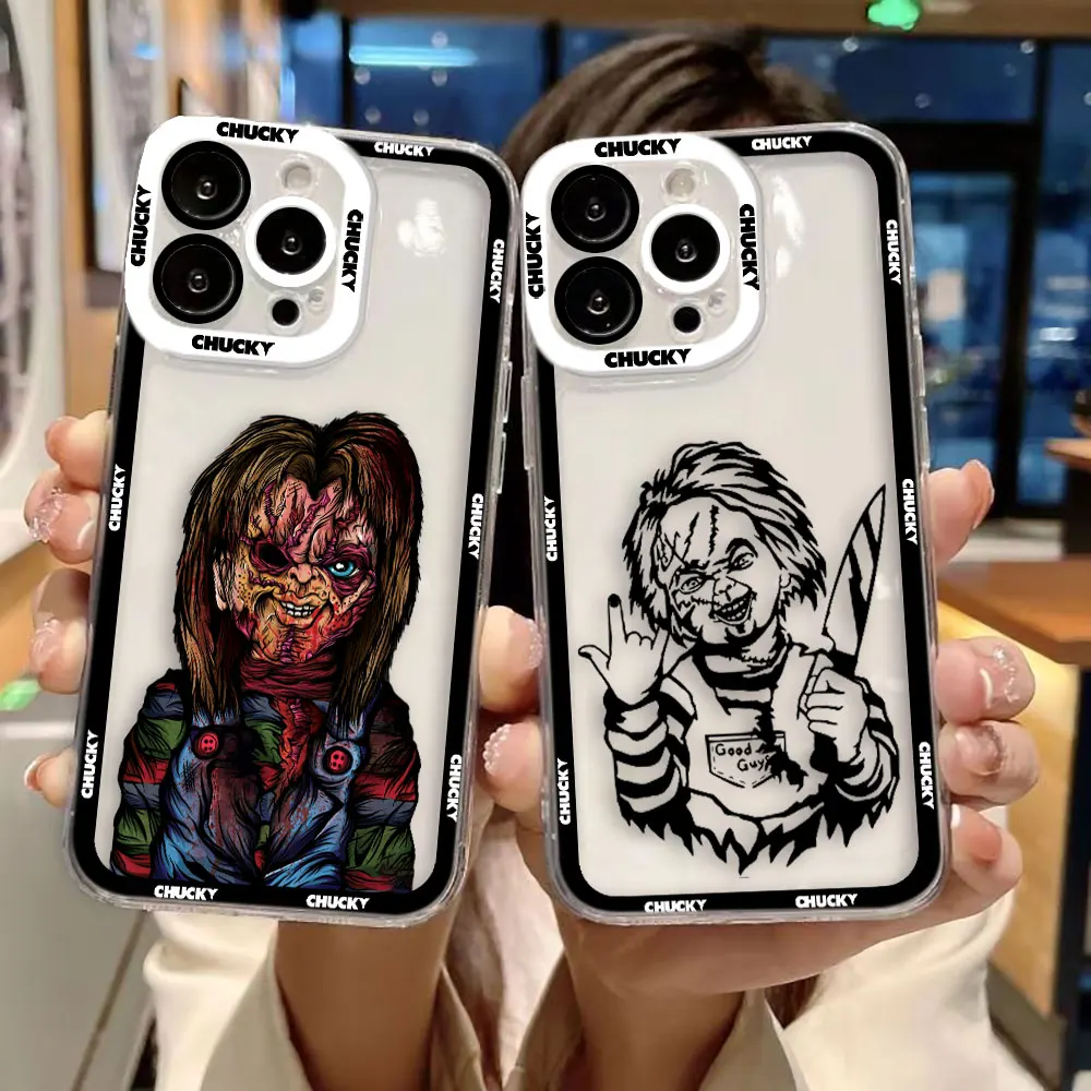 Cartoon Chucky Design Clear Phone Case Cover