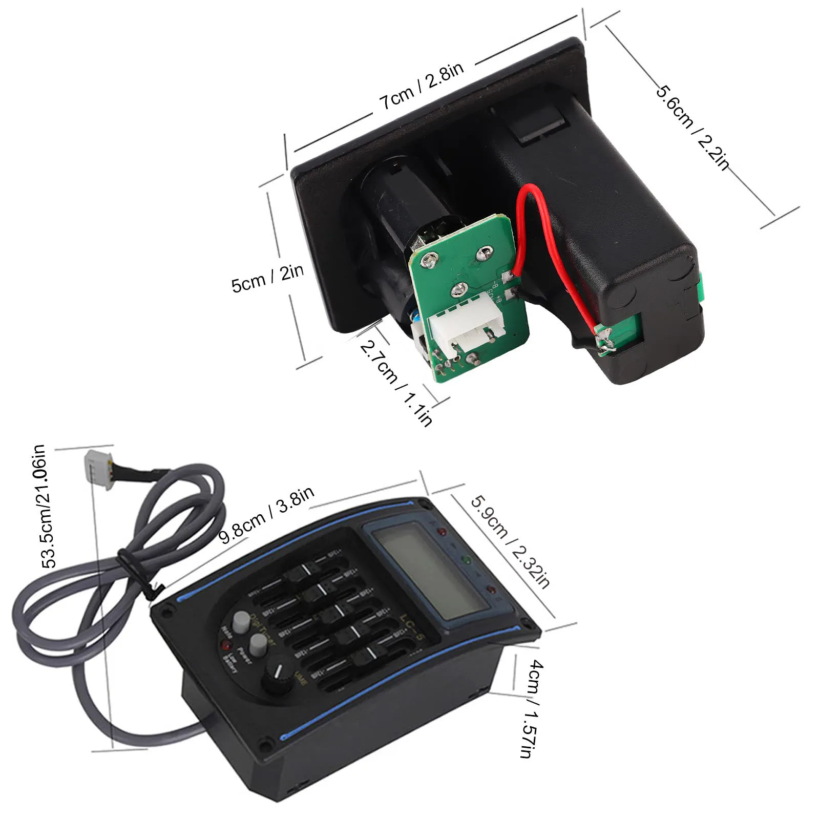 4/5 Band Acoustic Guitar Preamp EQ Equalizer Piezo Pickup Tuner Amplifier