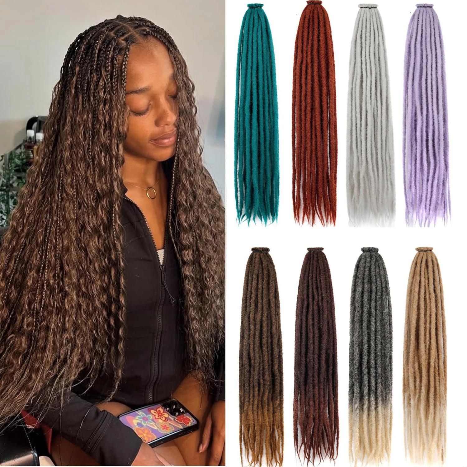Braiding Hair Extension 36 Inches Pre-Stretched Braiding Hair for hair Braids Synthetic Box Braid Crochet Hair For Women Ladies 1