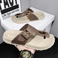 Adjustable Buckle Flat Bottom Thong Slippers Beach Casual Daily Wear Sandals EVA Material Adult Unisex Cross-Border Slippers