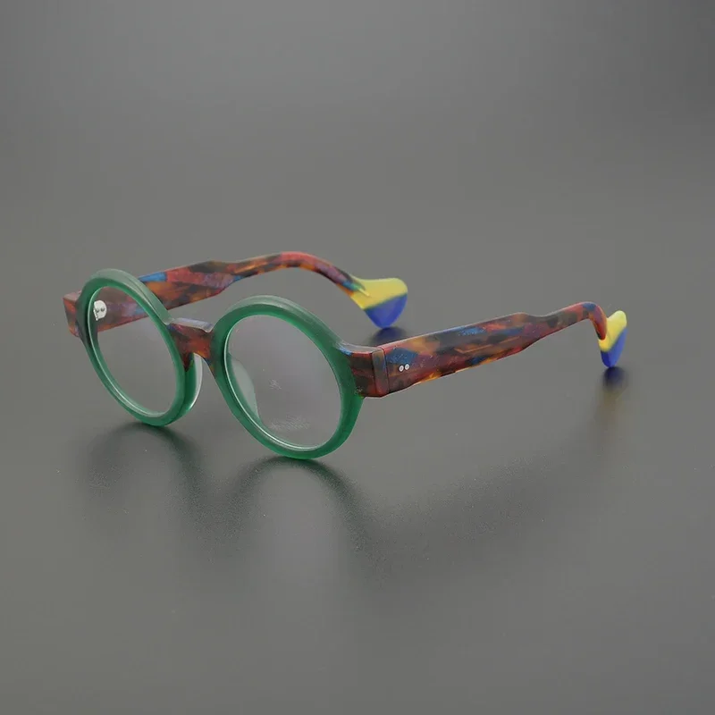 

Retro Eyeglass Frames for Men New Handmade Round Acetate Colorful Large Thick Edged Glasses Women Myopia Reading Eyeglasses