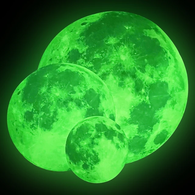 Pegatina de pared de Luna luminosa, pegatinas fluorescentes de PVC Lunar que brillan en la oscuridad, calcomanías 3D del universo de la tierra, decoración del hogar para habitación de niños y dormitorio 1