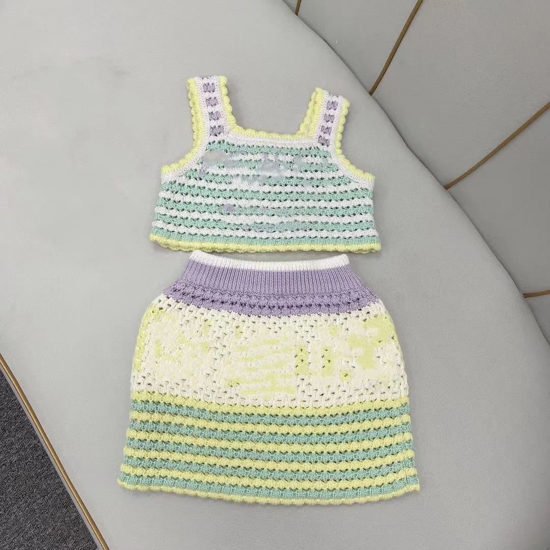 

Summer High Quality Knitted Sleeveless Top +Skirt Girls Boutique Teenage Clothing set brand 3 to 14years