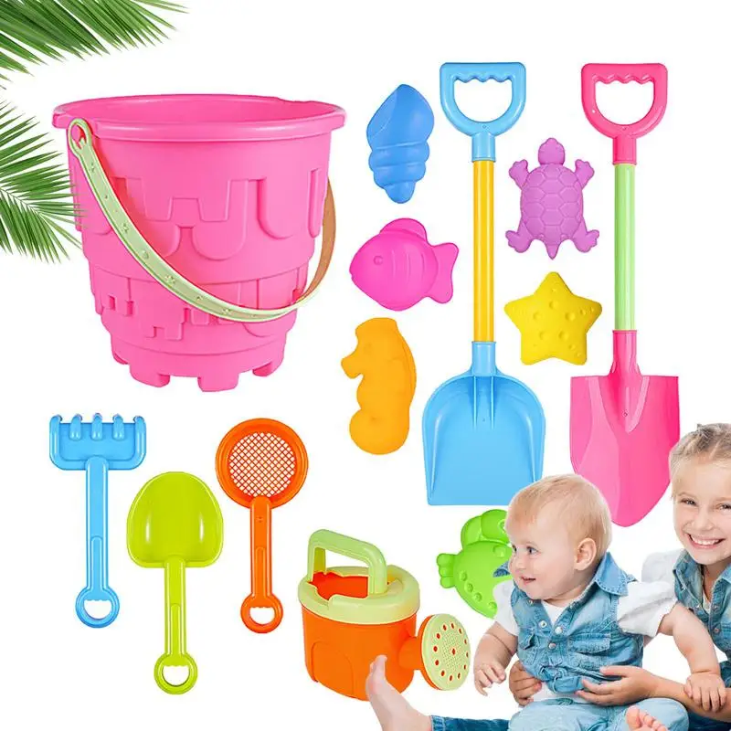 

Travel Beach Toys Sandbox Beach Bucket Sand Mold Shovel Rake Toy Outdoor Travel Summer Toys Sand Castle Toys For Kids 3 Boys