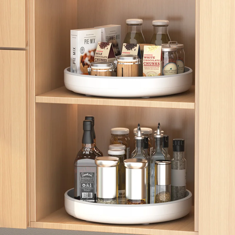 360 ° Rotating Spice Rack Seasoning Kitchen Storage Tray Anti-skid Foot Racket Placement Storage Tray 6
