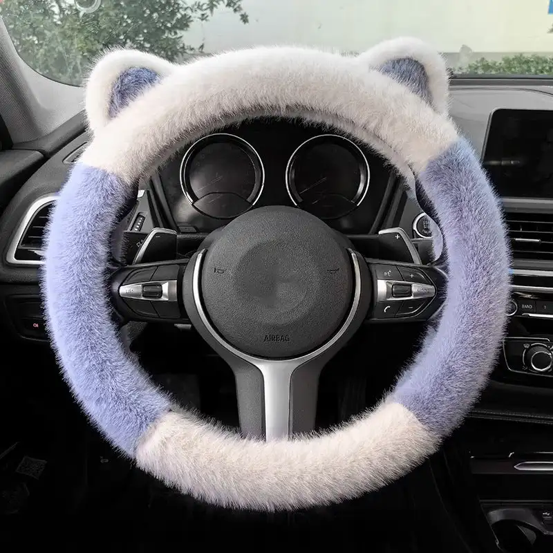 Steering Wheel Cover Universal Non-slip Cat Ears Plush