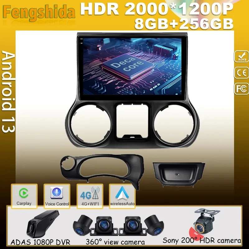 

Car Android For Jeep Wrangler 3 JK 2010 - 2018 Player Auto Radio Multimedia GPS 360 Camera HDR CPU QLED Wifi 5G BT Navigation