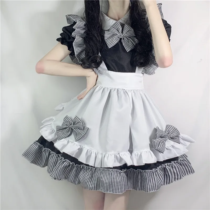 Anime Cartoon Cosplay Costumes Lolita Suspender Dress Lolita Dress Lolita Cosplay Costumes Japanese Kwaii Maid Lingerie Dress Goth Clothes Women Punk Gothic Lolita Maid Outfits Black White