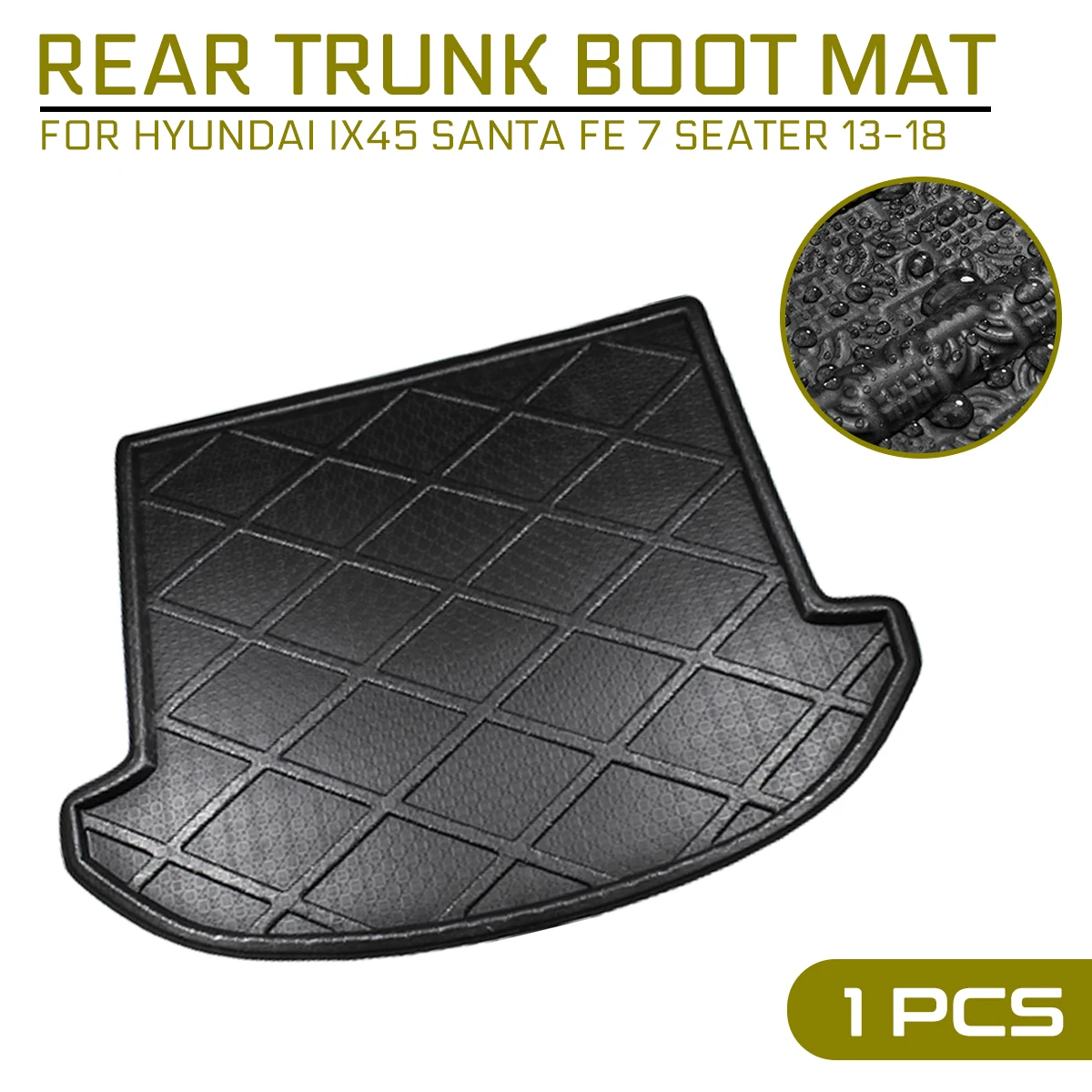 

Car Floor Mat Carpet For Hyundai IX45 Santa Fe 7 Seater 2013-2018 Rear Trunk Anti-mud Cover