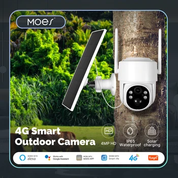 MOES Tuya 4G/WIFI 4MP Telecamera di Sorveglianza Intelligente di Sicurezza Ricarica Solare IP65 Impermeabile Tracciamento Umano Visione Notturna a Colori