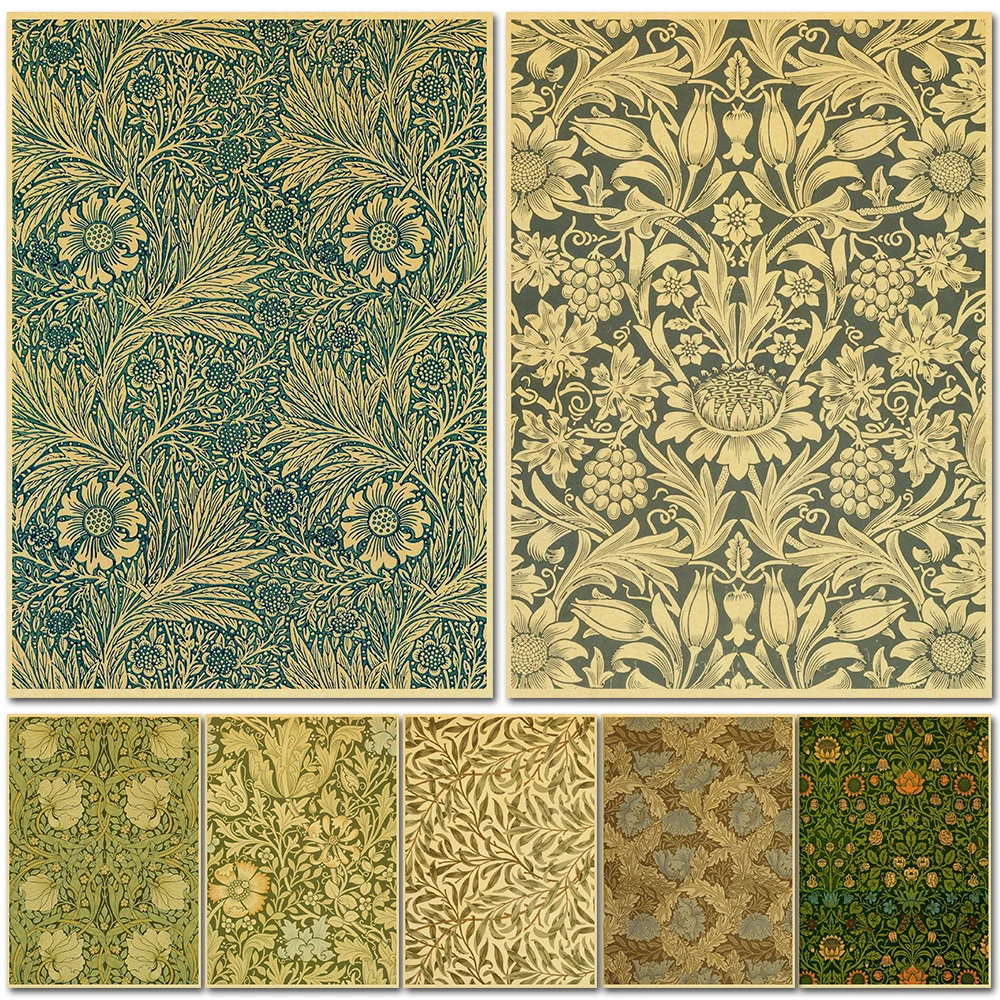 William Morris-póster de diseño simétrico clásico, carteles de pared Retro, decoración artística para el hogar, sala de estar, cama, Bar, cafetería, pintura de pared