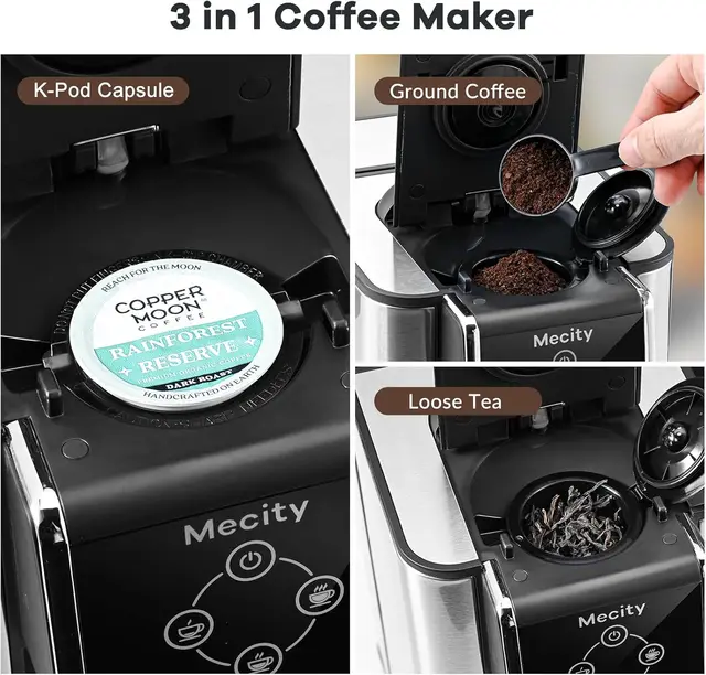 Coffee Maker 3 in 1 Single Serve Coffee Machine, Compatible with K cup Capsules, Instant Coffee Pot, Tea maker, 6,8,10 Oz Cup 2