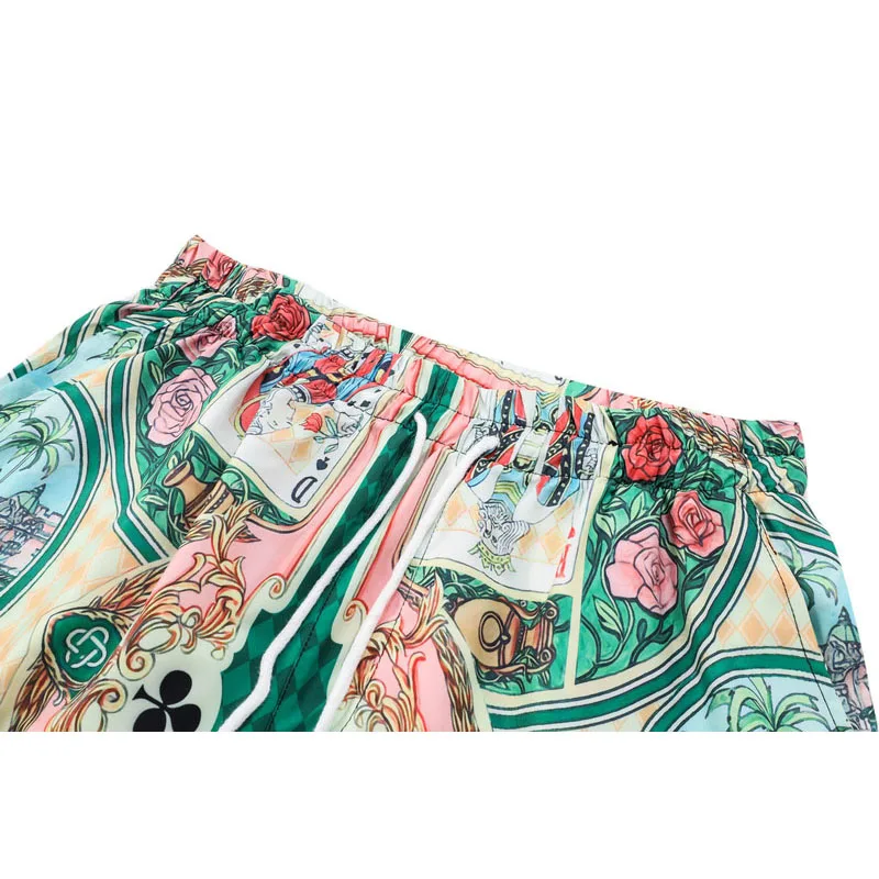 Summer Hawaiian Beach T-Shirts+shorts Sets Mens Vintage Poker Graphic Print Tops Hip Hop Casual Loose Short Sleeve 2 Piece Suits