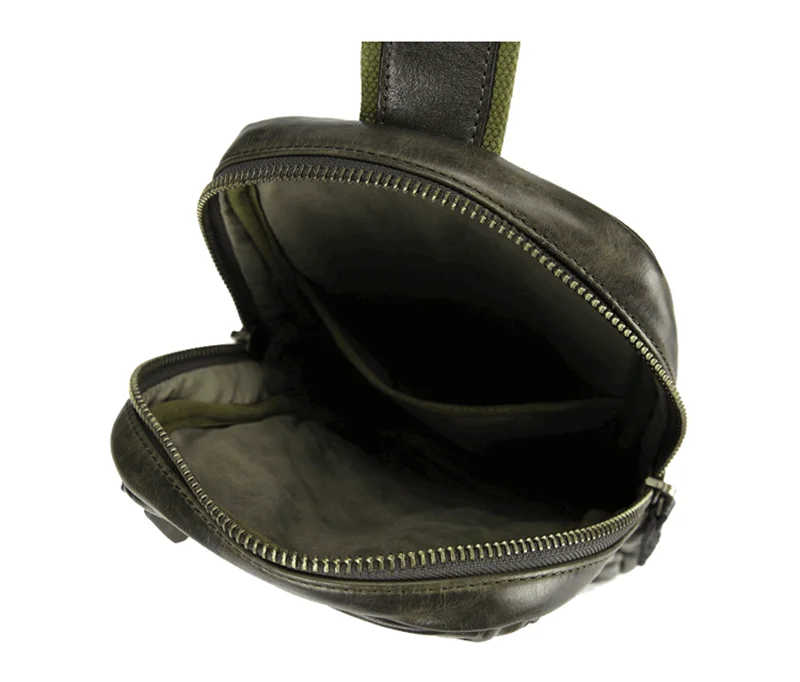 Fashion vintage luxury natural genuine leather men's pleated chest bag outdoor leisure real cowhide teens tablet shoulder bag
