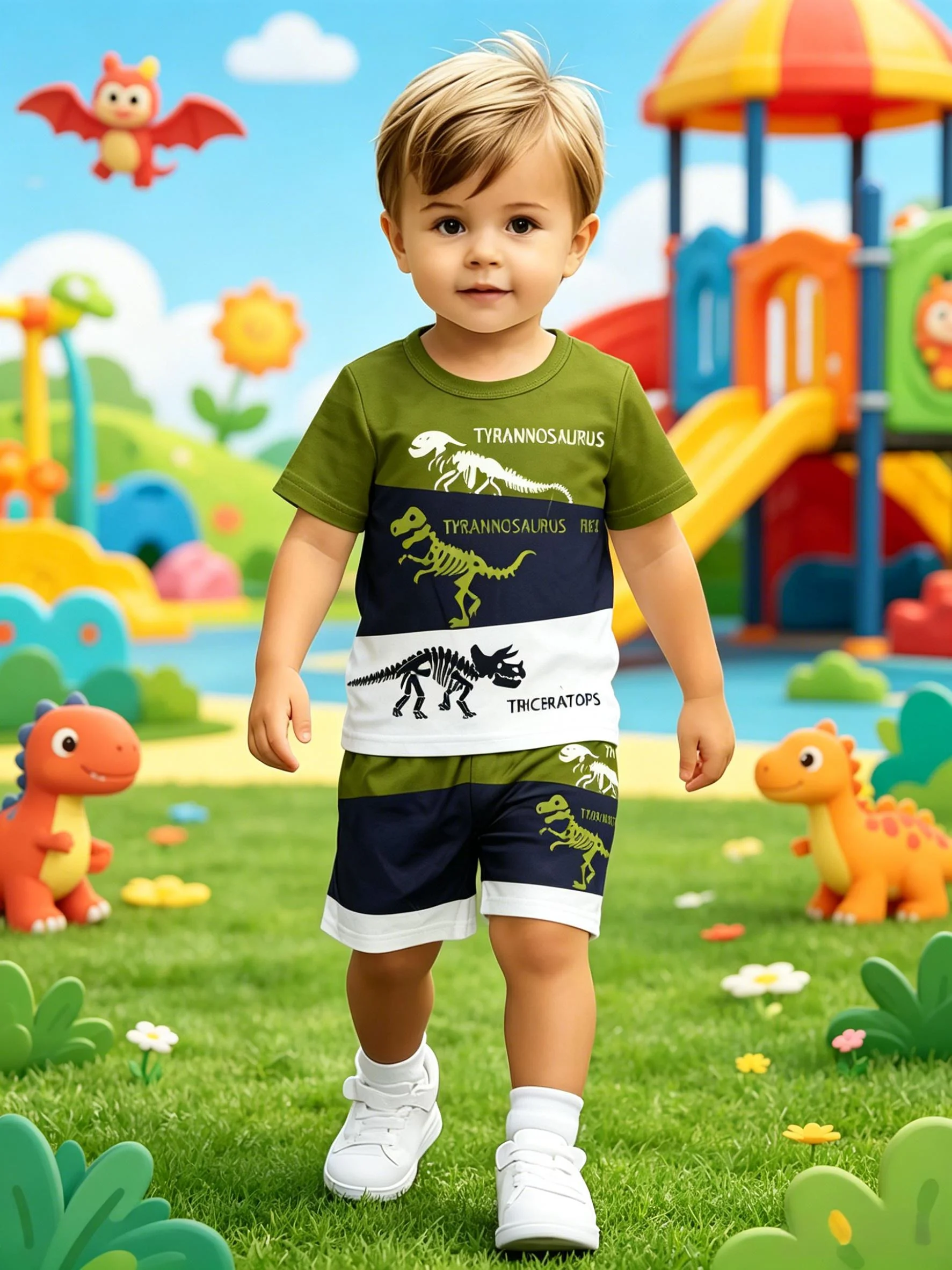 Boys Dinosaur Shorts Set 1