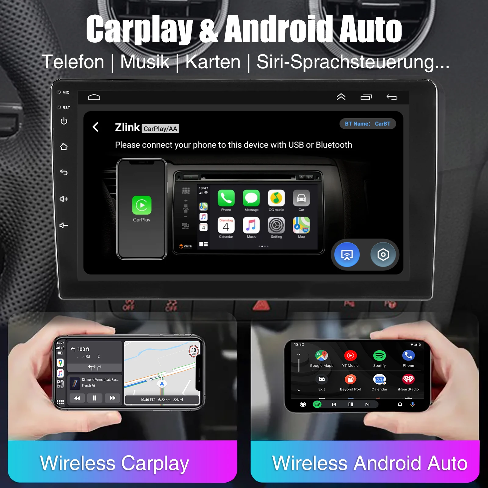 ESSGOO 9 "QLED Android 15 6 + 128G Carplay Android Auto Für Seat Leon MK3 5F1 5F5 2012-2019 Auto Stereo GPS NAVI 4G AM WIFI SWC RDS – Detail 10