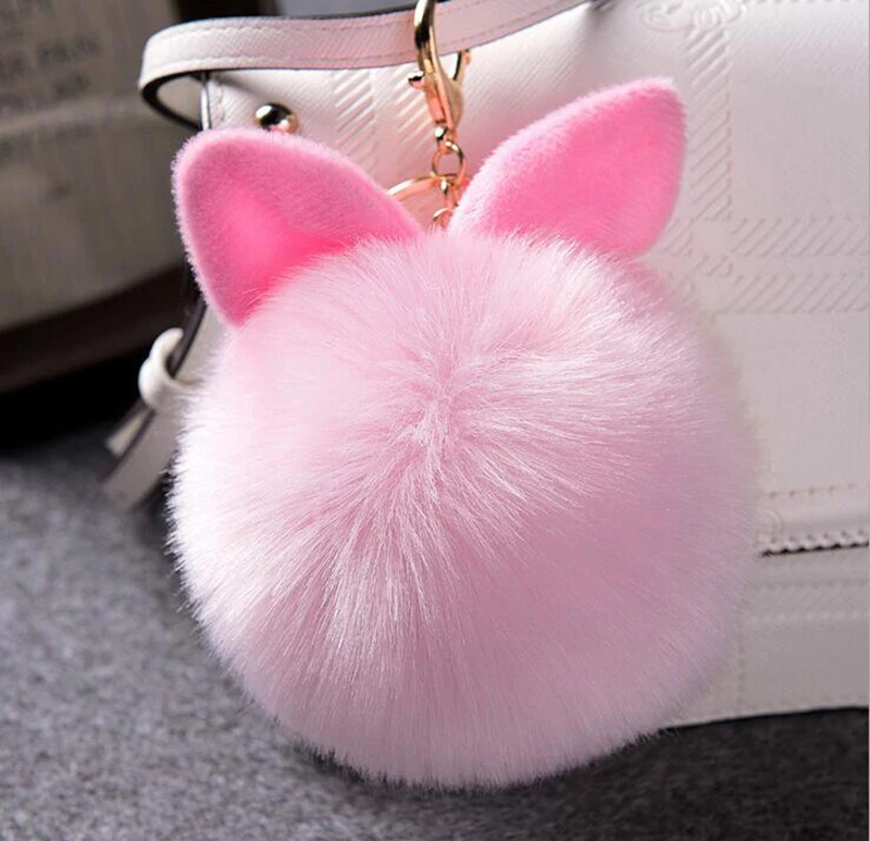Zasiene Portachiavi Pompons 20 Pezzi Pom-pon Portachiavi Finta Pelliccia di Coniglio Peluche Portachiavi Soffici Nappa Portachiavi per Decorazione Accessorio(20 colori