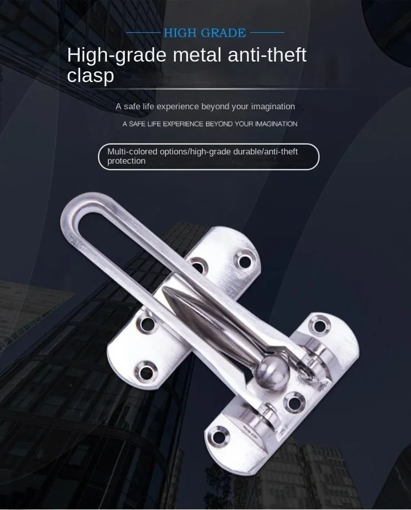 Description Picture 2 of itemFront Door Security Safety Home Hasp Lock Metal Strong Durable Home Chain Lock Guard Catch Door Fastens Lock for Secutity Tools