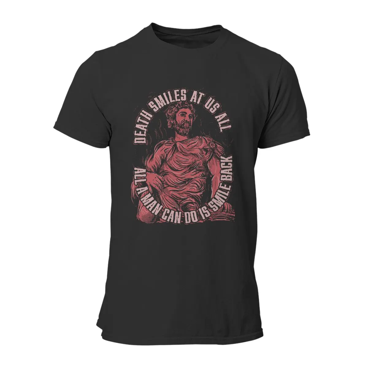 Marcus Aurelius Zitat Death Smile T-Shirts für Männer Freizeit Baumwolle T-Shirts griechische Philosophie Grafik Kleidung große Tops – Detail 2