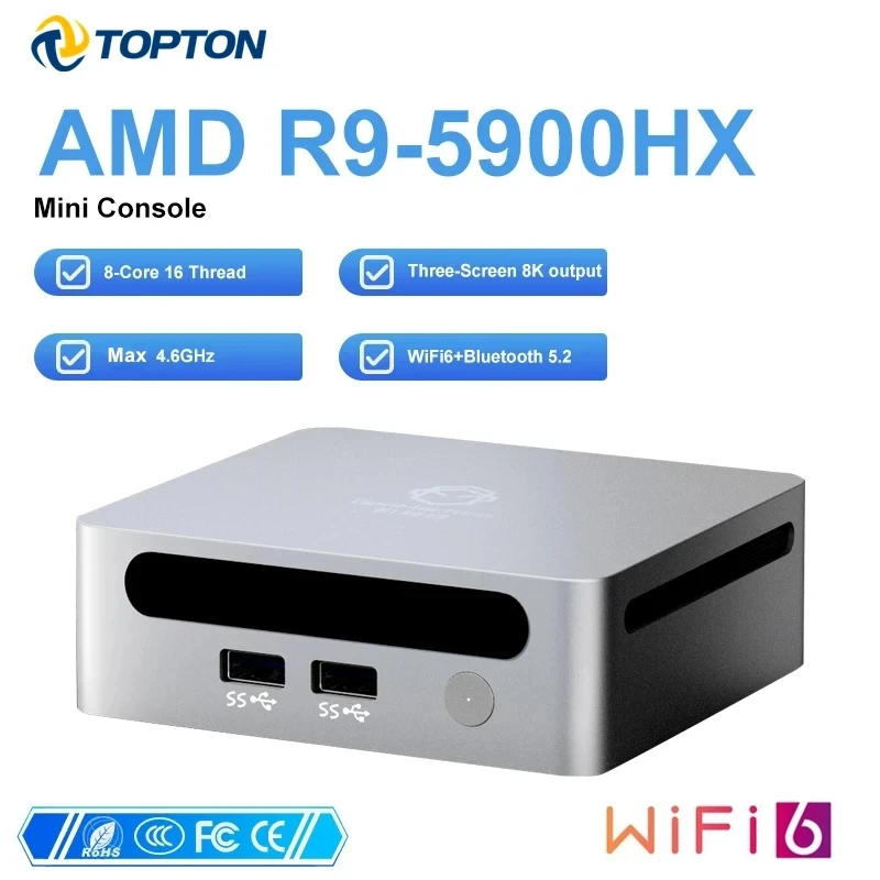 

2023 New Gaming Mini PC AMD Ryzen 9 5900HX 7 7730U Windows 11 DDR4 3200MHz NVMe NUC Mini Desktop Computer 3x4K HTPC WiFi6 BT5.2