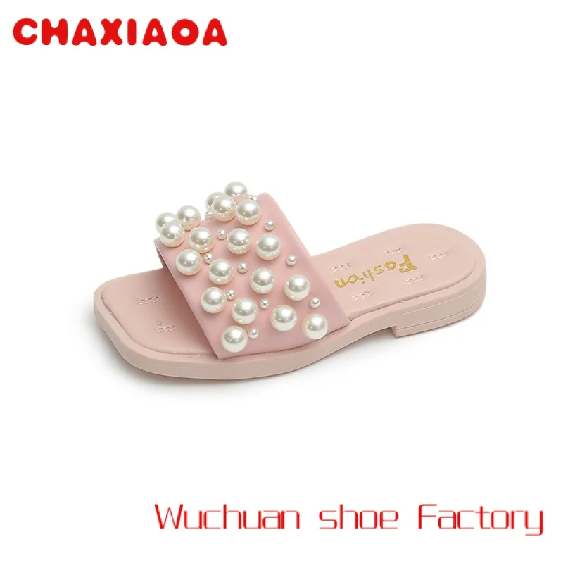 

Hao Baby Candy Color Girls Sandals Pearl Children Princess Shoes Non-Slip Student Outdoor Beach Slippers