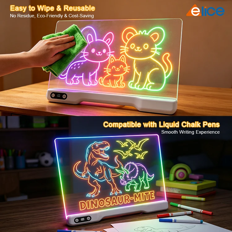 لوح رسم أكريليك مضيء LED للأطفال
