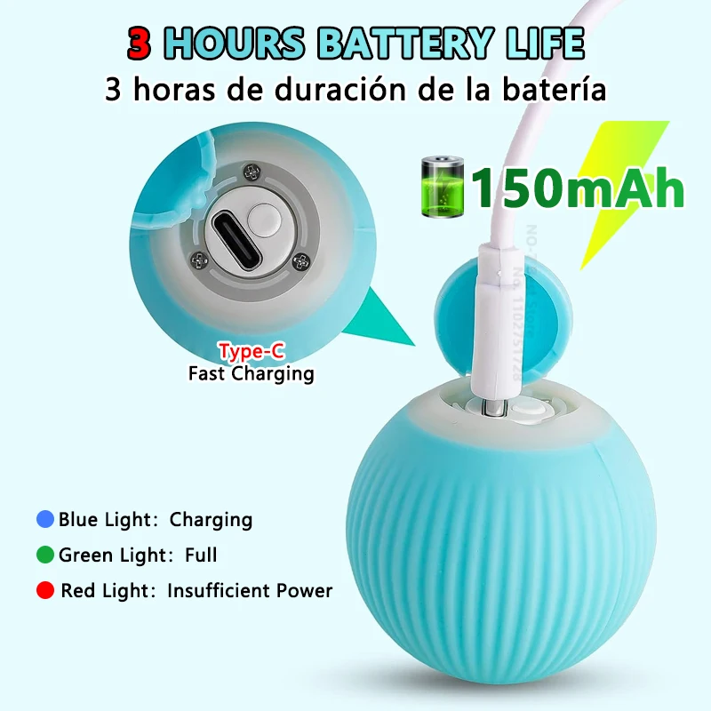 Interaktives Katzenball Spielzeug - Elektrischer USB Ball Mit 3 Modi Für Katzen