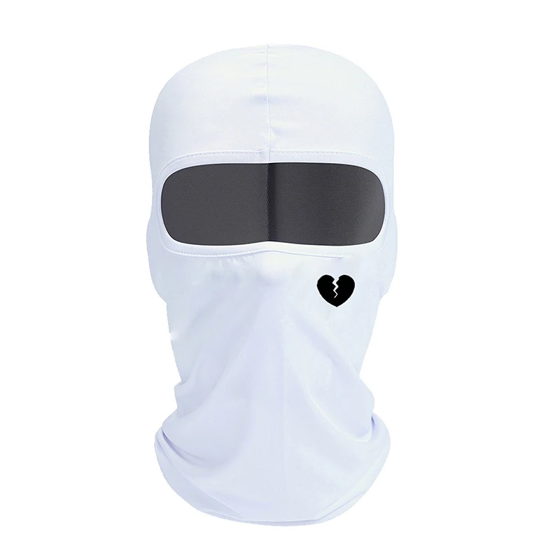 Unisex And Windproof Solid Raw Decor Fashion Balaclava Hat With Heart Broken Pattern Autumn And Winter Warm Ski Cold Hat