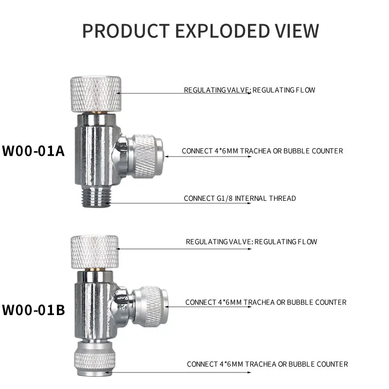 ZRDR high quality needle valve regulator suit 4*6mm co2 special tube for aquarium fish tank co2 systemCarbon dioxide fine-tuning 2
