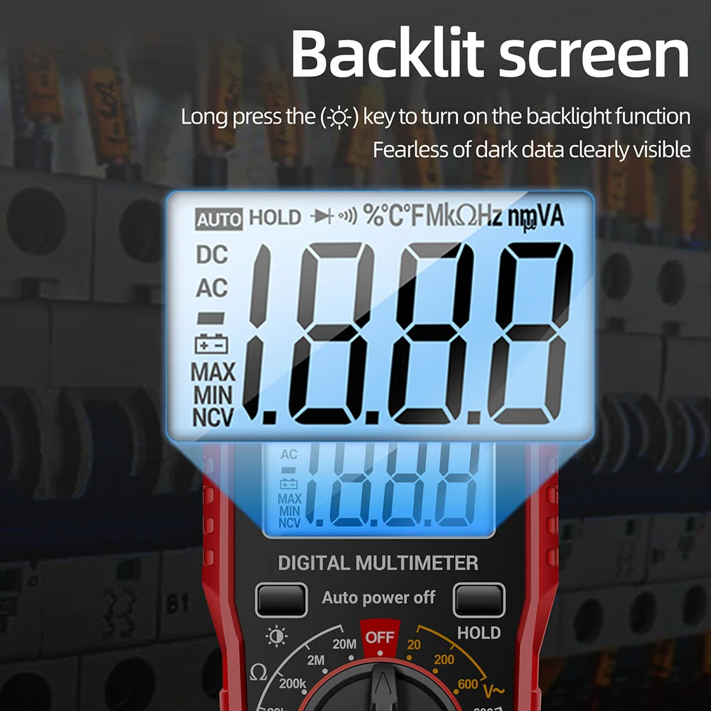 SZ06 2000 Counts Digital Multimeter Voltage Resistance Meter AC/DC  Ammeter Voltmeter Electrician Ohm Tester with LCD Backlight 3