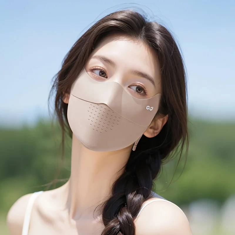 1pc Summer Face Mask - UPF Sun Protection, Lightweight & Breathable Ice-like Texture for Cycling, Outdoor Sports, Casual Attire