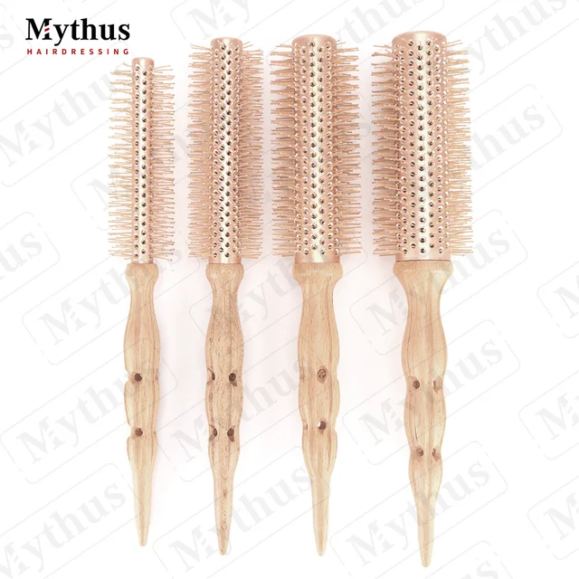 Ceramic Hot Plated Aluminum Barrel Nylon Bristle Round Hairbrush for Root Volume