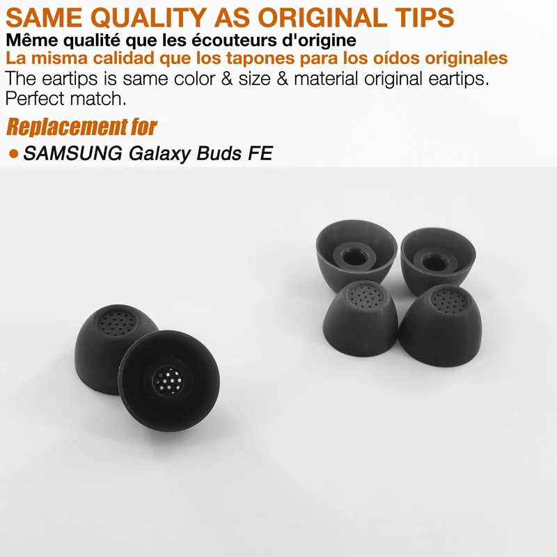 12X Eartips Compatible with Samsung Galaxy Buds FE True Wireless Bluetooth Earbuds Earpad * 6 Pairs - Graphite