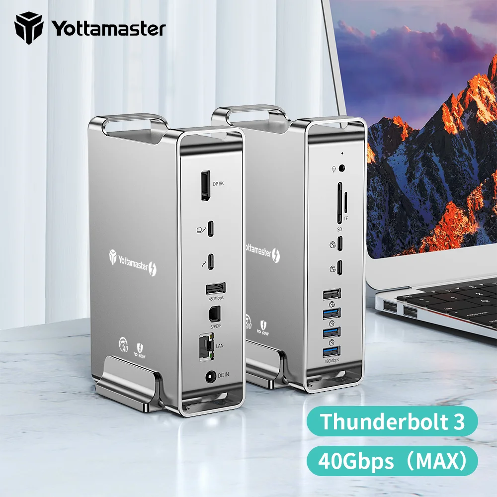Yottamaster Thunderbolt3 Docking Station 15IN1 RJ45 40G