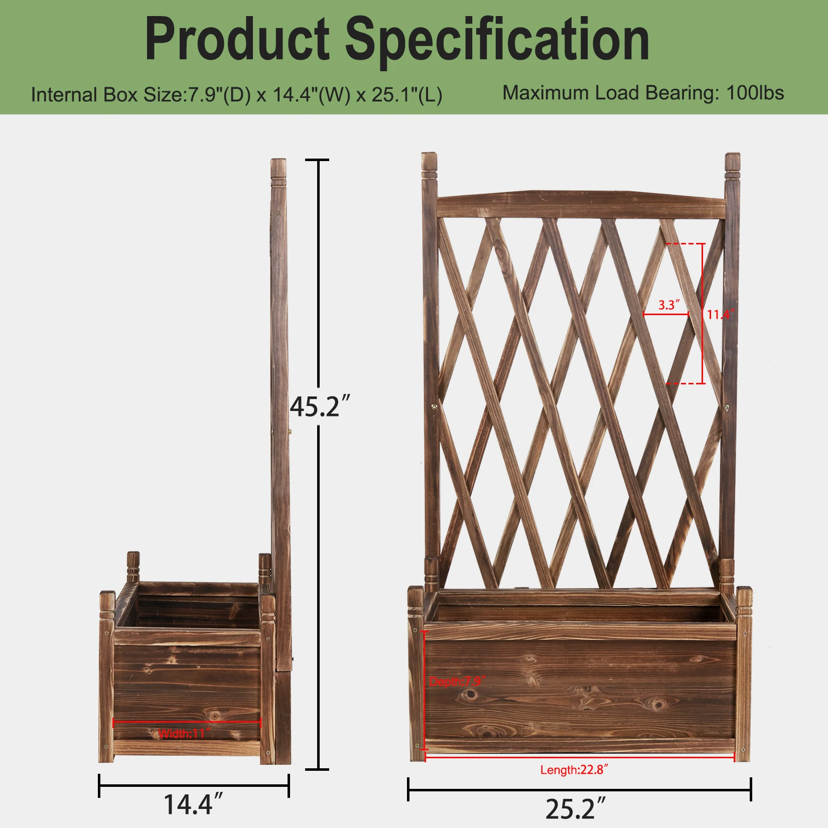 Raised Planter Box with Trellis 2