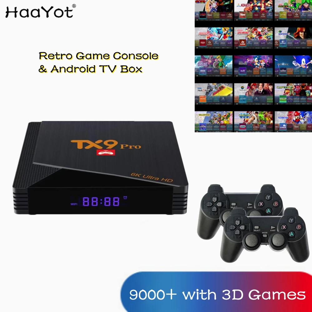 2023 Super Retro Video Console Game Consoles 4K Smart Android TV Box HD WIFI with 64G Games Player Set Top Box for PSP/PS1/N64