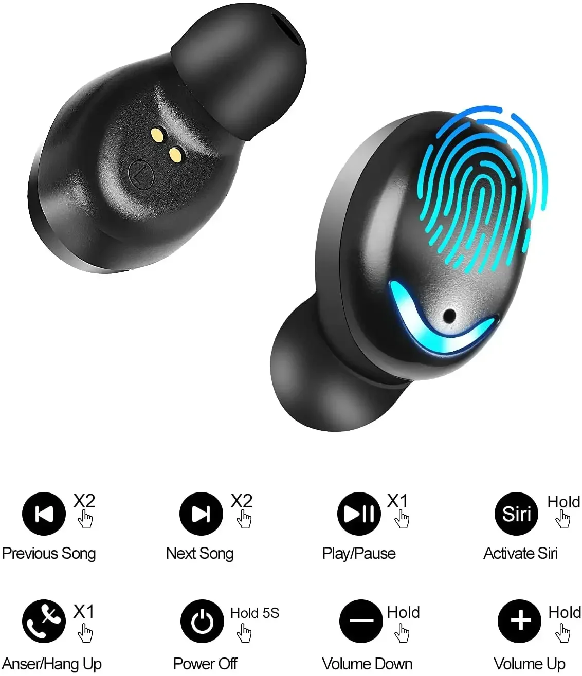 Wireless Bluetooth Earbuds Stereo Headset with Mic