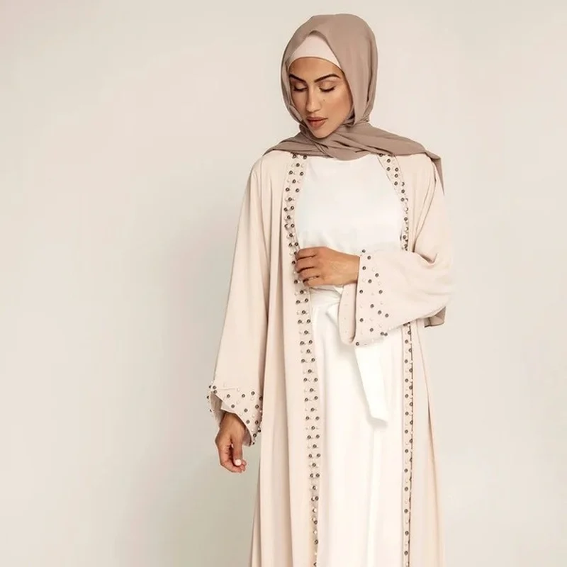 2023 Marocain  Robe SolidMuslim Femme Dress Lace-Up Caftan Open Abaya Woman Dubai Turkey  Abayas for Female