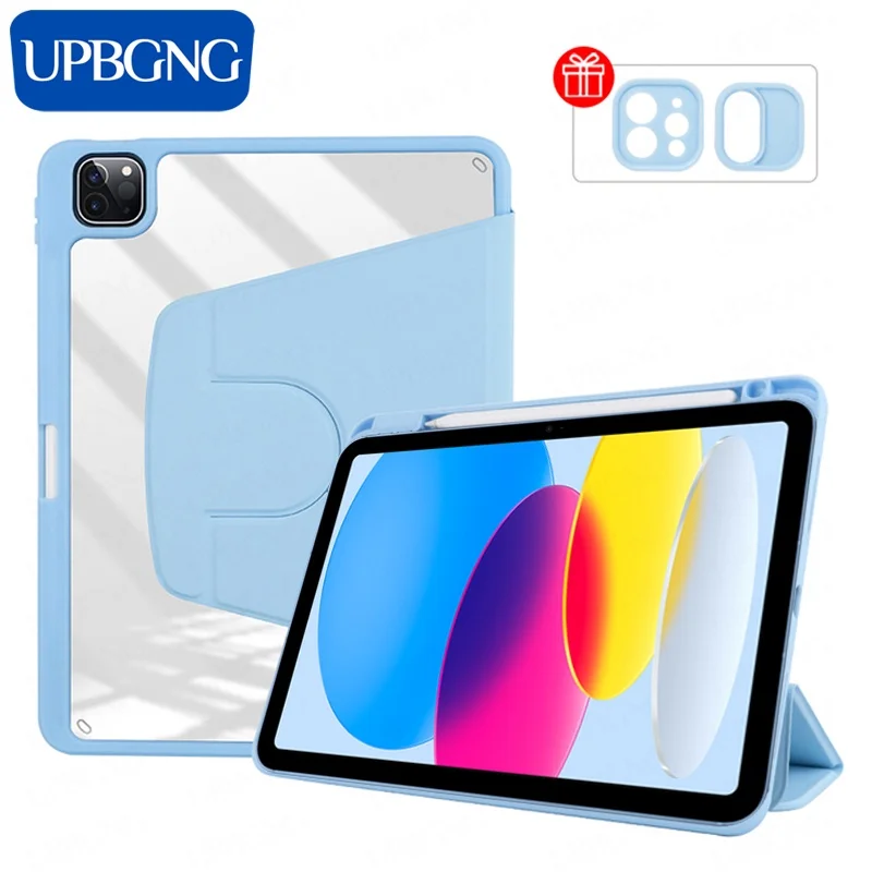 Custodia Upbgng Per Ipad 10Th 2022 Cover Rotante Per Ipad Air 5Th 4Th Gen 10.9 Ipad 8Th 9Th Gen Pro 11 2022 Con Guscio Posteriore Trasparente