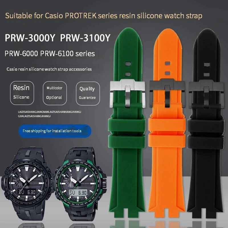 

Waterproof Rubber silicone strap for Casio PRG-300 330 PRW-6000 PRW-6100 PRW-3000 PRW-3100 Series Men's watch accessories
