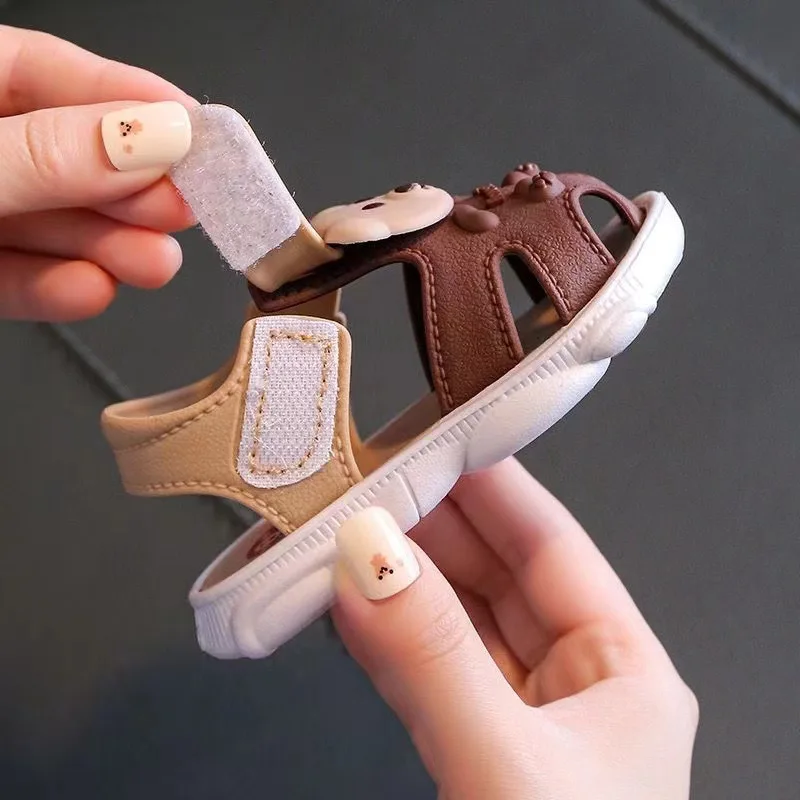 아기신발Baby Girls Boys Sandals Summer Toddler Closed Toe Little Bear Beach Shoes Newborn First Walkers Breathable Flat Sandals
