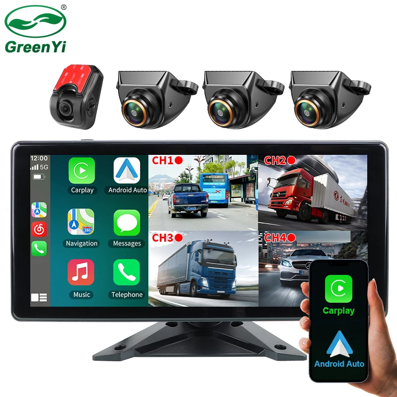 Wireless Carplay Android Split Screen Dash Cam