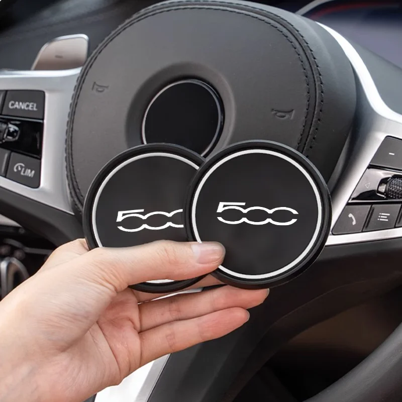 2pcs Non-slip Car Cup Holder Insert Coasters Pads for Fiat 500 500C 500X 500L Bottle Holder Coaster Auto Interior Cup Mat